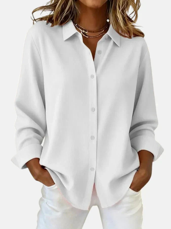Women's Button-Up Collar Long Sleeve Blouse
