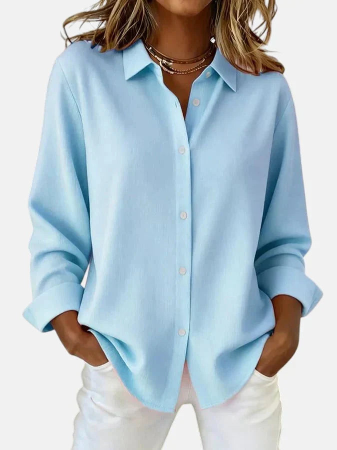 Women's Button-Up Collar Long Sleeve Blouse