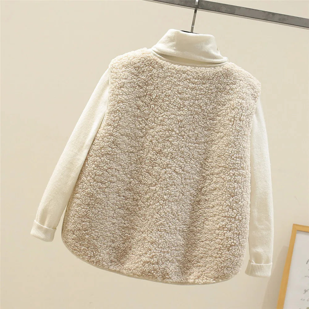 Women's Button-Up Sleeveless Fleece Layering Vest