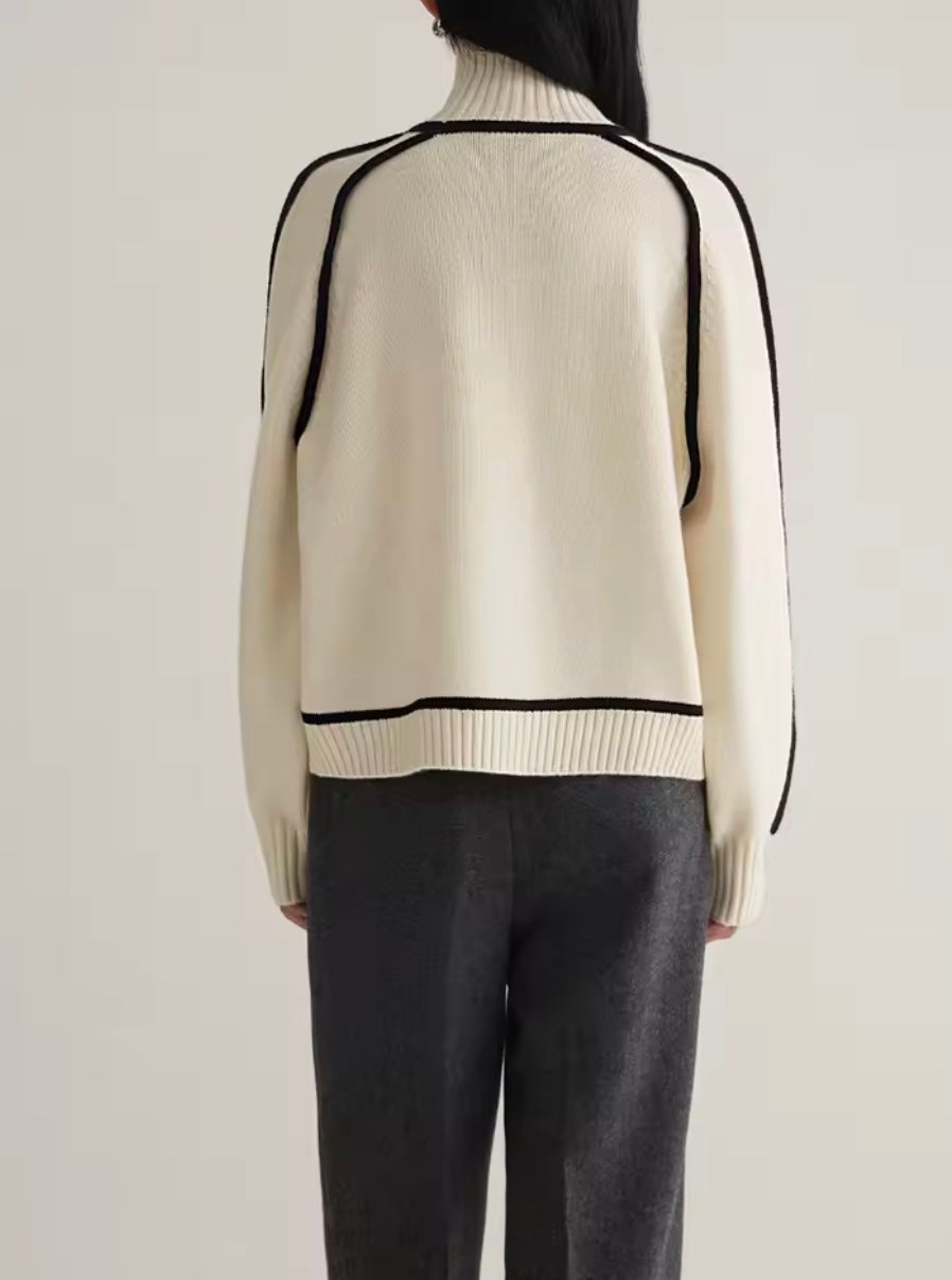 Women's Contrast Trim Turtleneck Sweater