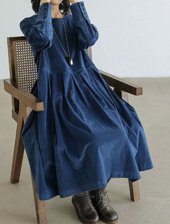 Robe midi trapèze à manches longues pour femme
