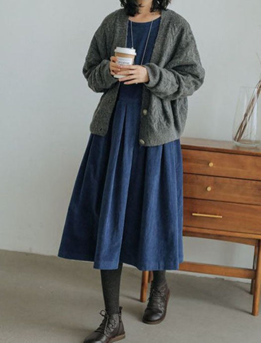 Robe midi trapèze à manches longues pour femme