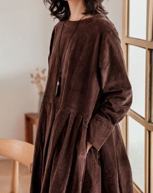 Robe midi trapèze à manches longues pour femme
