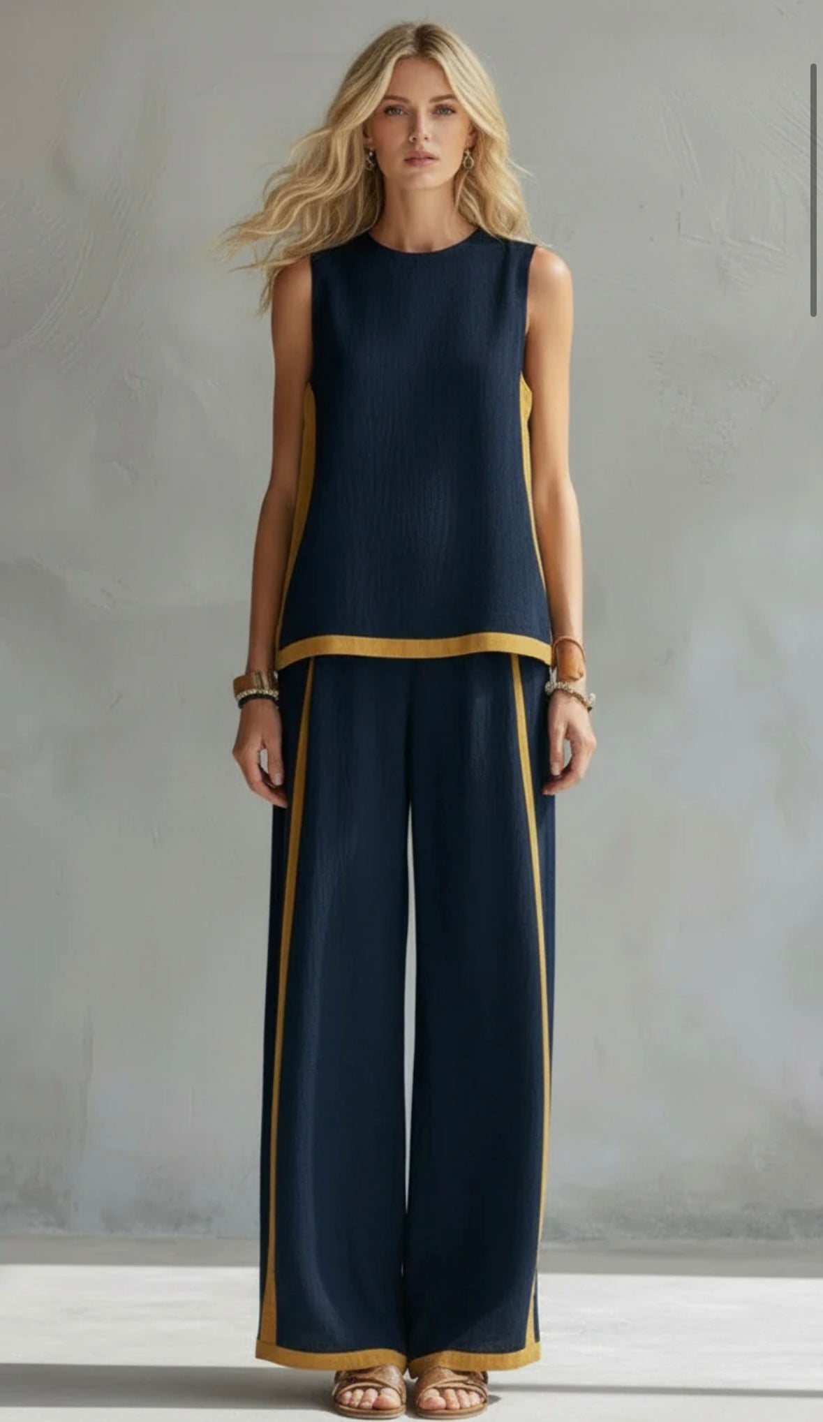 Women's Relaxed Fit Two-Piece Wide-Leg Set