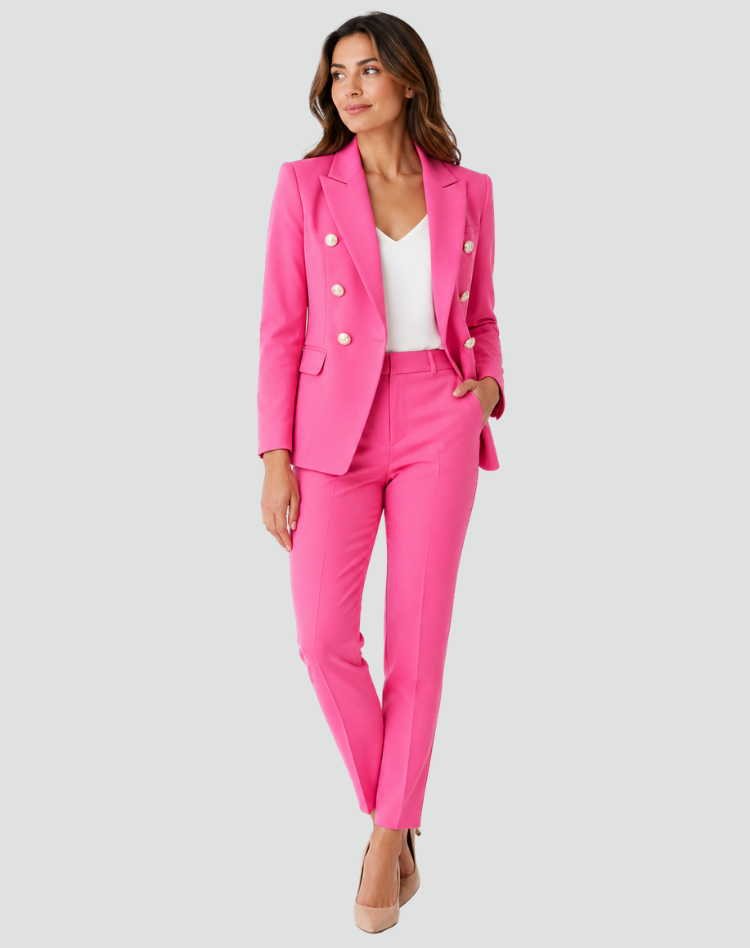 Women's Double-Breasted Blazer Pants Suit Set