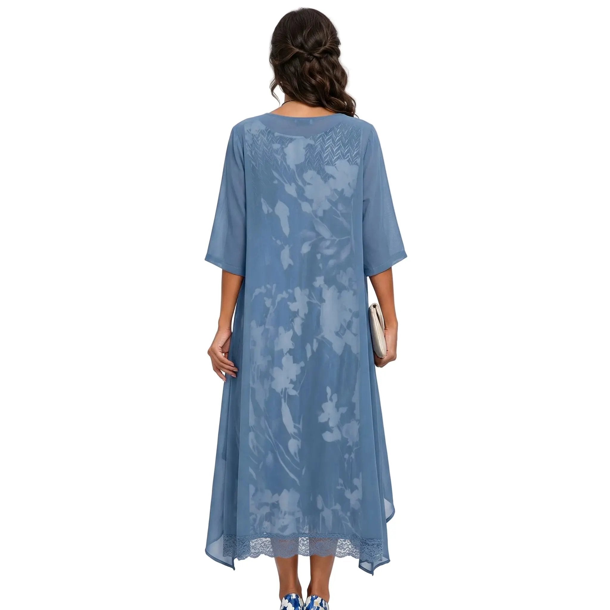Robe longue fleurie pour femme avec ensemble cardigan