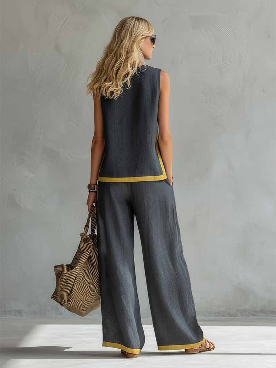 Women's Relaxed Fit Two-Piece Wide-Leg Set