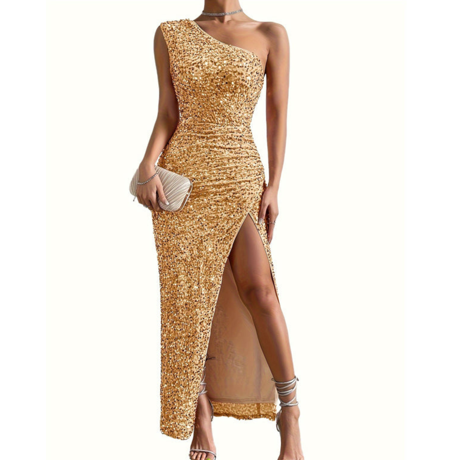 Elegant Off-Shoulder Women's Formal Dress with Side Slit