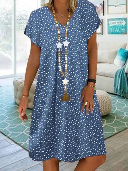 Women's Polka Dot Summer Flowing Midi Dress