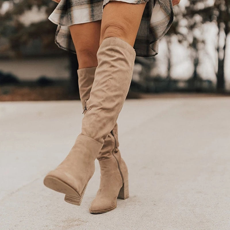 Eliana - Suede Knee Boots