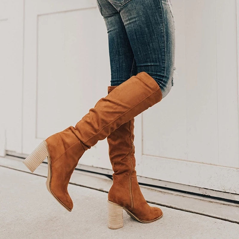 Eliana - Suede Knee Boots