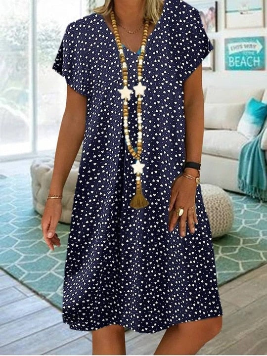 Women's Polka Dot Summer Flowing Midi Dress