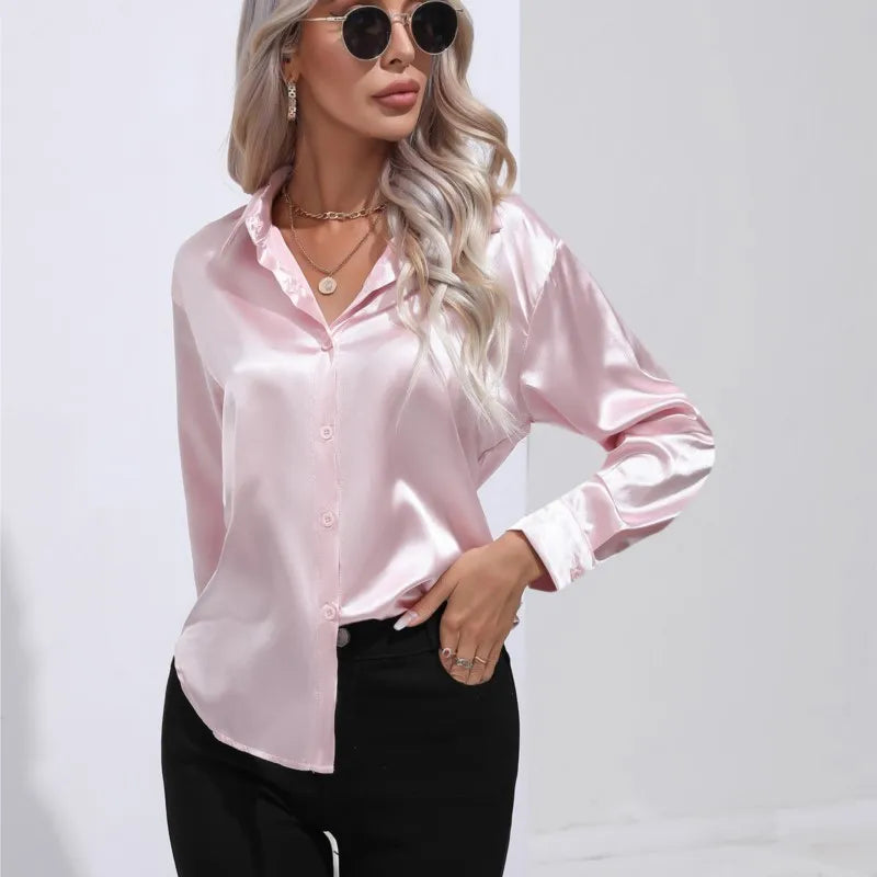 Camila - Flowy Satin Blouse