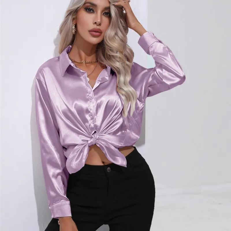 Camila - Flowy Satin Blouse