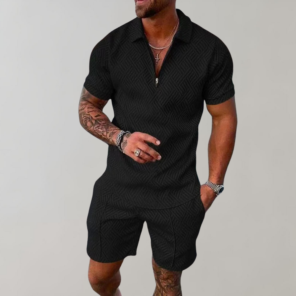 Roman - Zip Polo Shorts Set