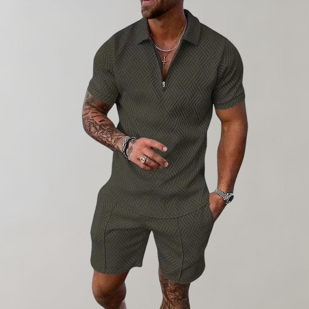 Roman - Zip Polo Shorts Set