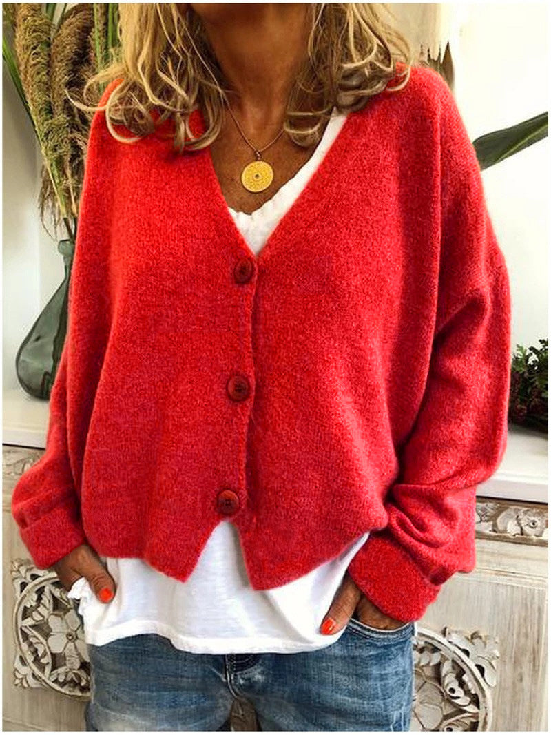 Women's V-Neck Button-Up Cardigan