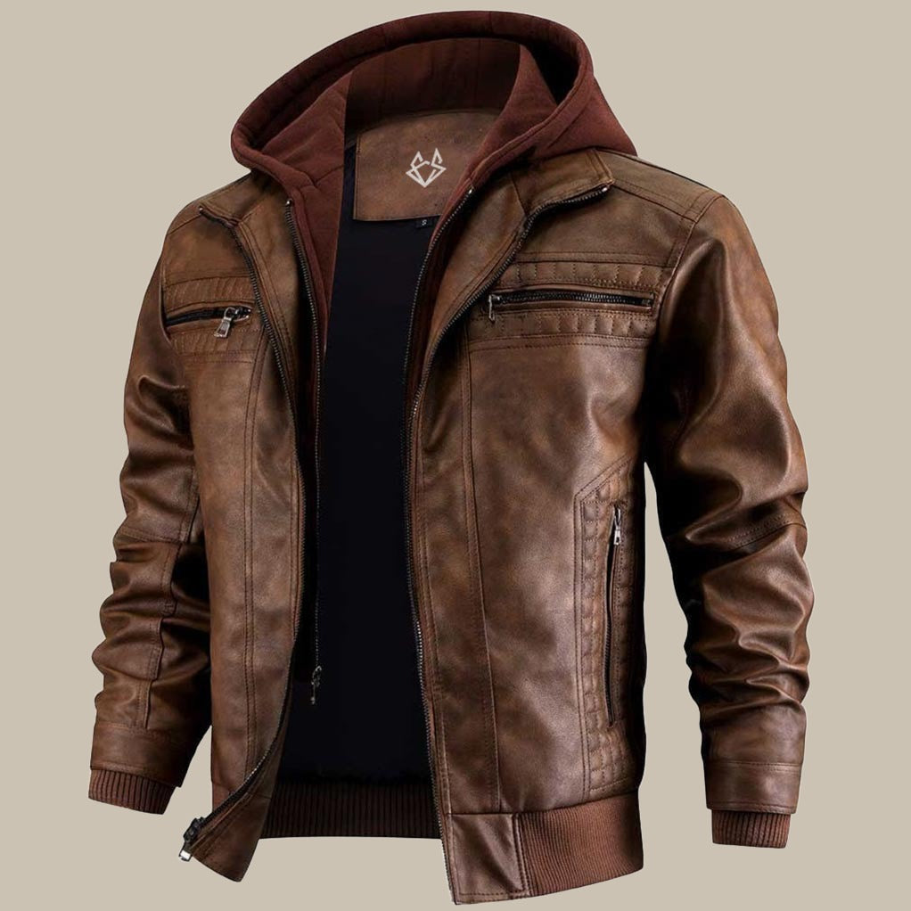 Parker - Vegan Leather Hooded Jacket