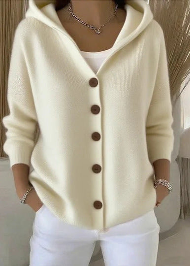 Women's Button Up Hooded Knit Cardigan Sweater