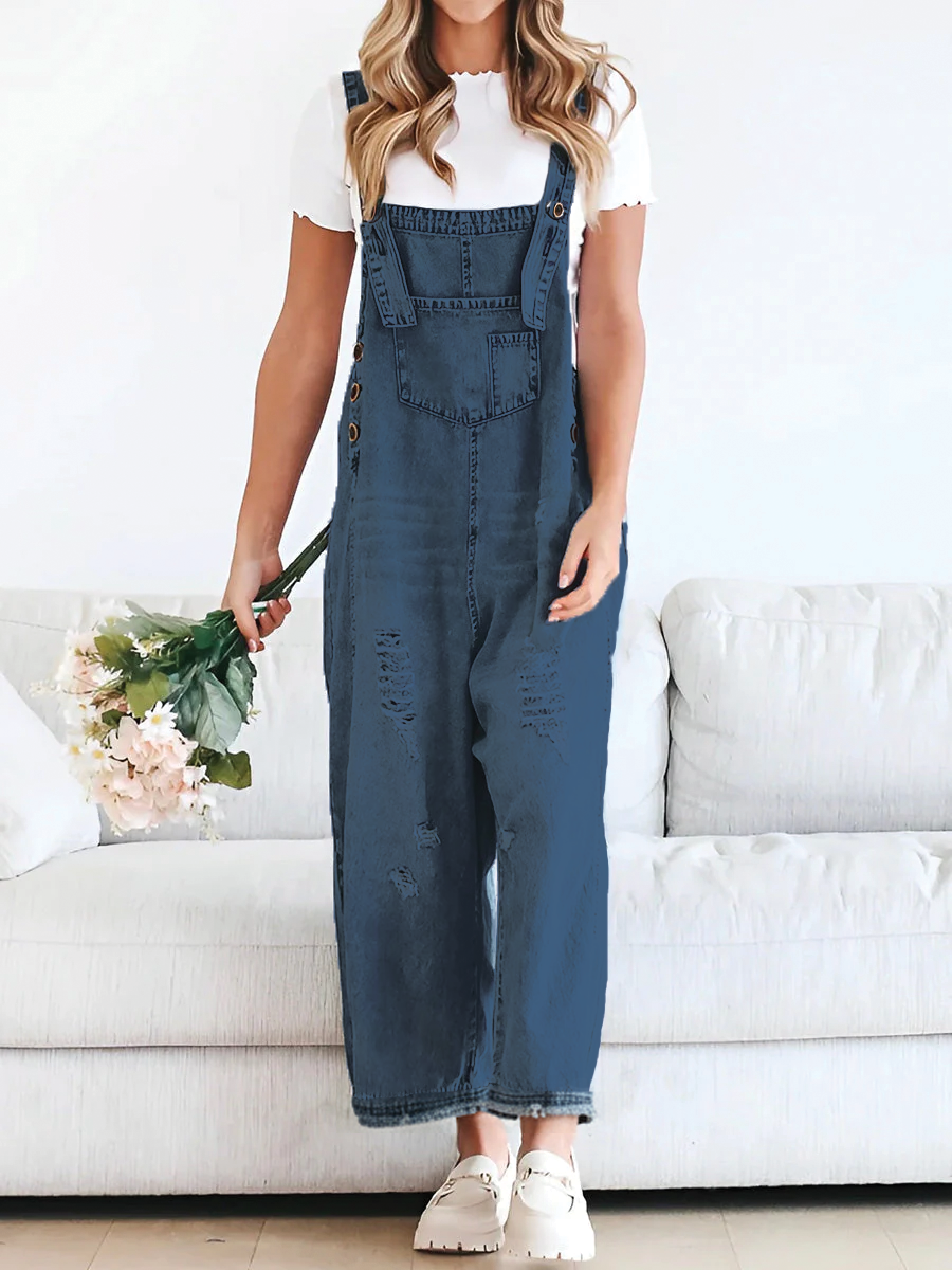 Barbara - Wide-Leg Denim Overalls