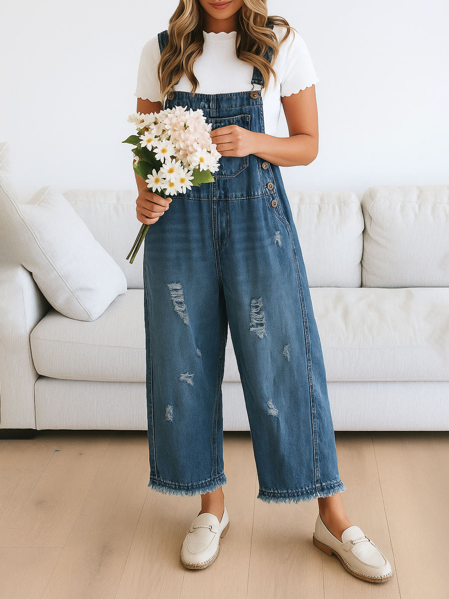 Barbara - Wide-Leg Denim Overalls