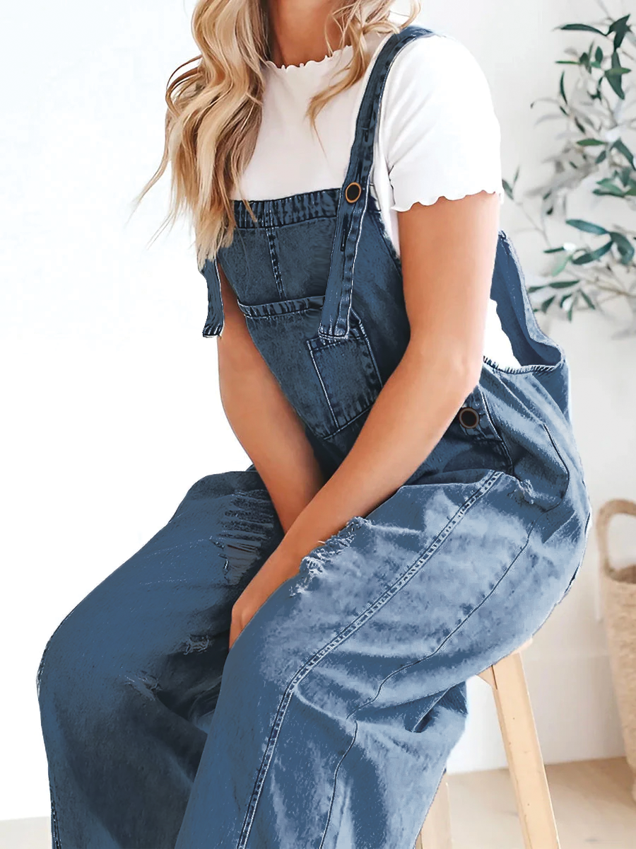 Barbara - Wide-Leg Denim Overalls