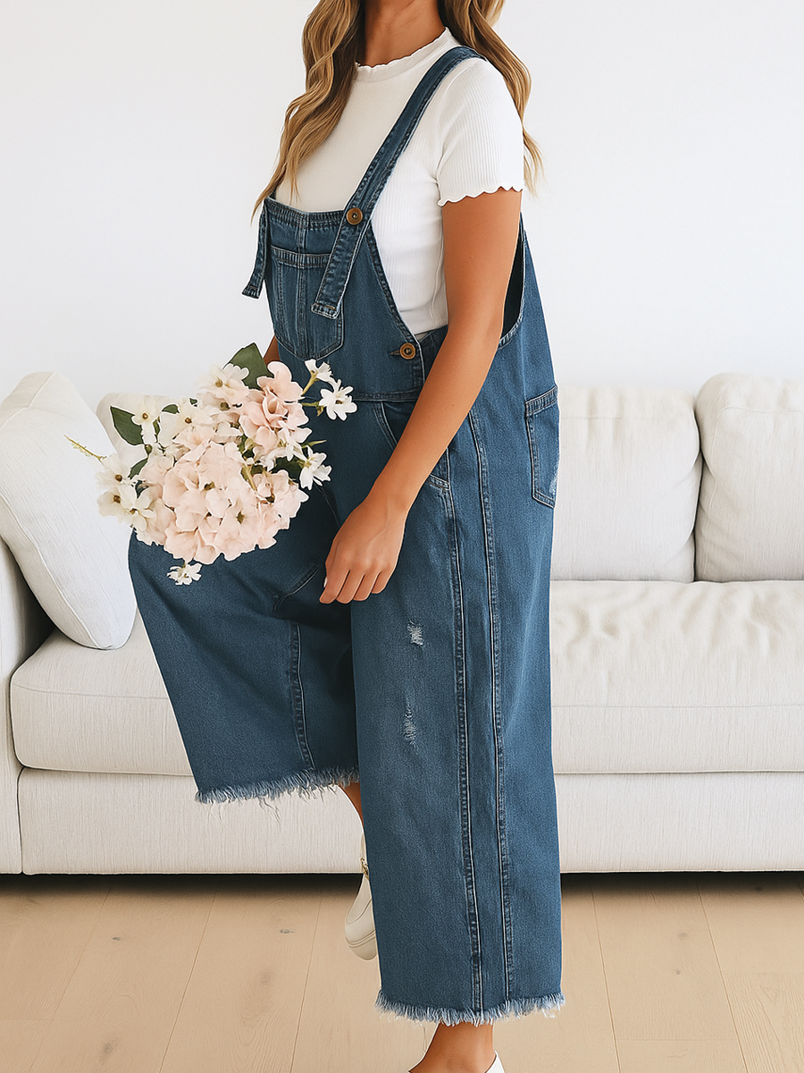 Barbara - Wide-Leg Denim Overalls