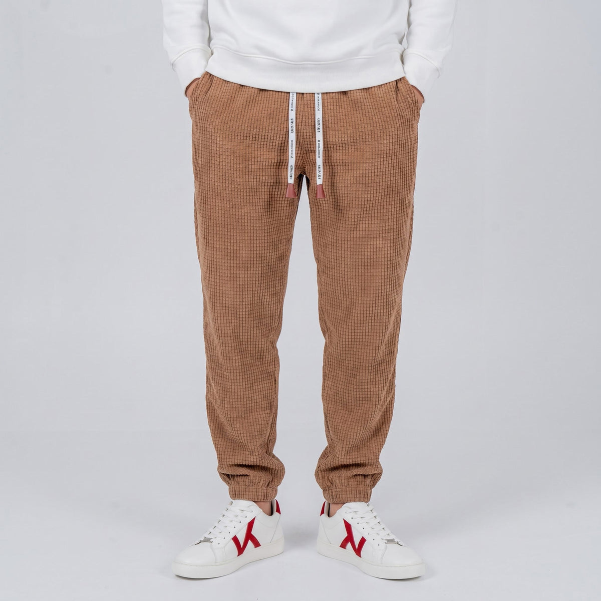 Pantaloni jogger da uomo in velluto a coste con vita regolabile con coulisse