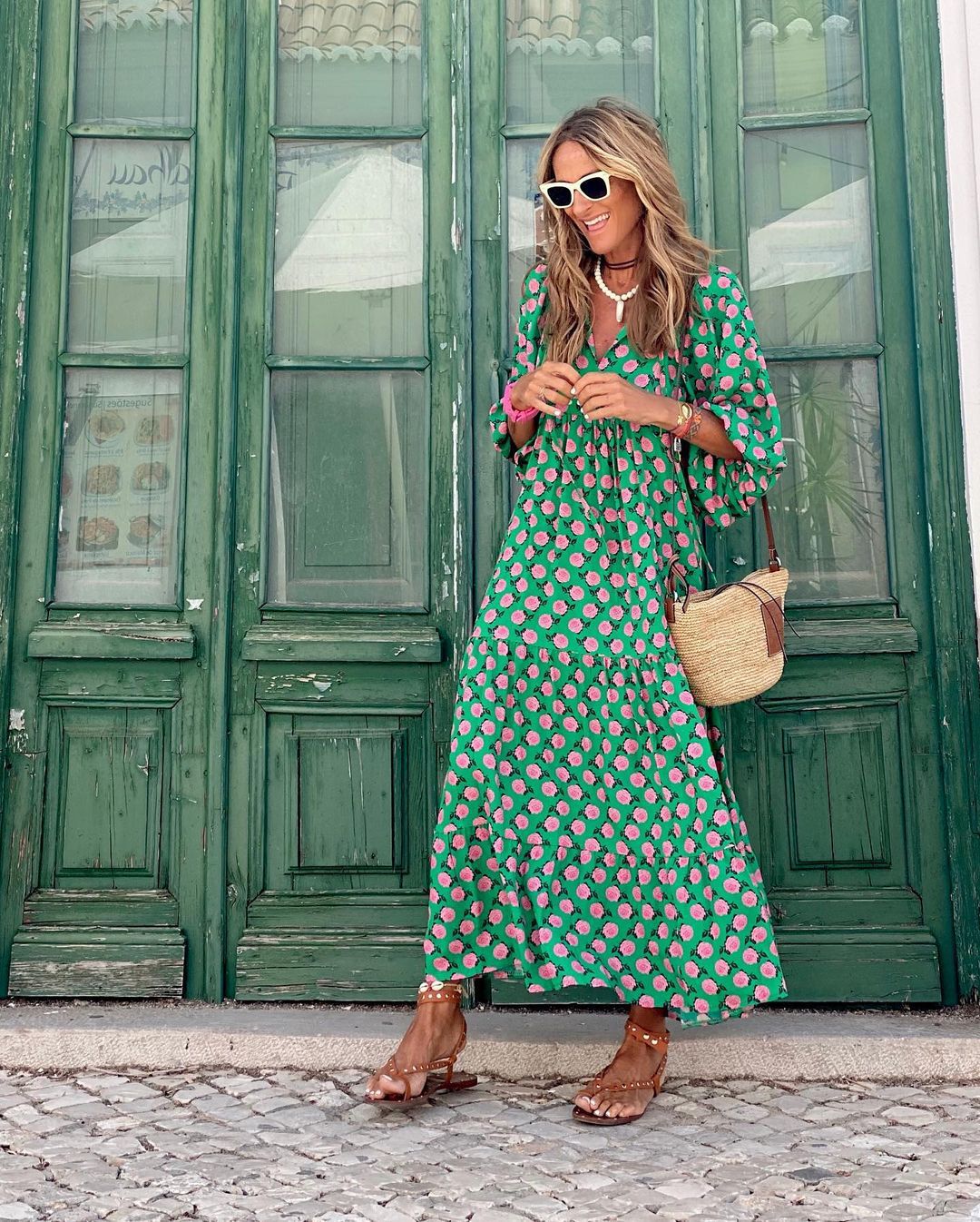 Elegant Maxi Dress Polka Dot Flowy