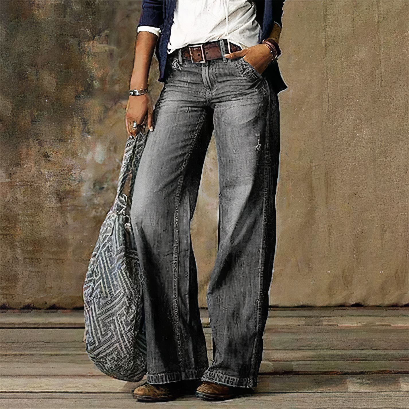 Women's High-Waisted Retro Denim Jeans
