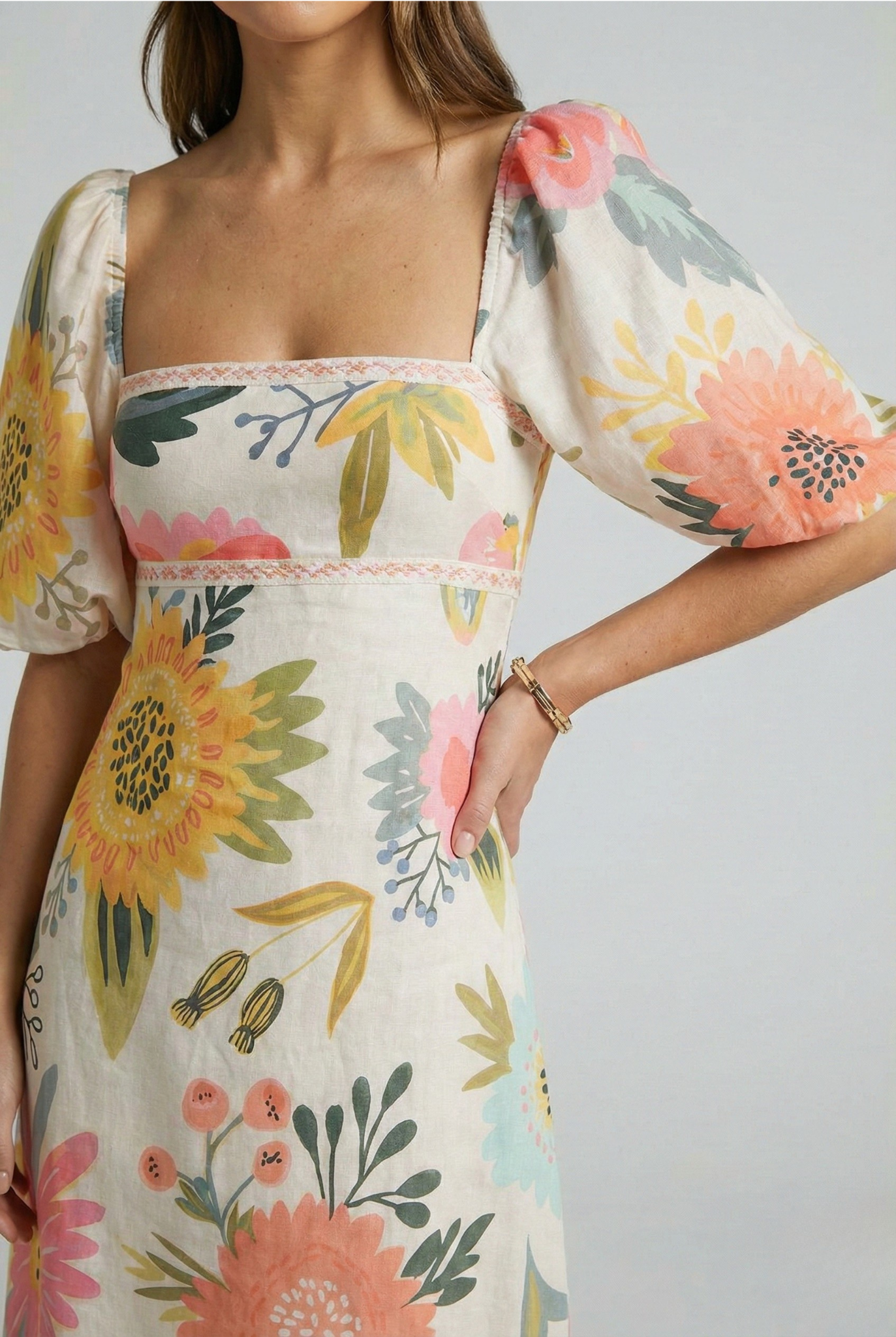 Elegant Puff Sleeve Maxi Dress