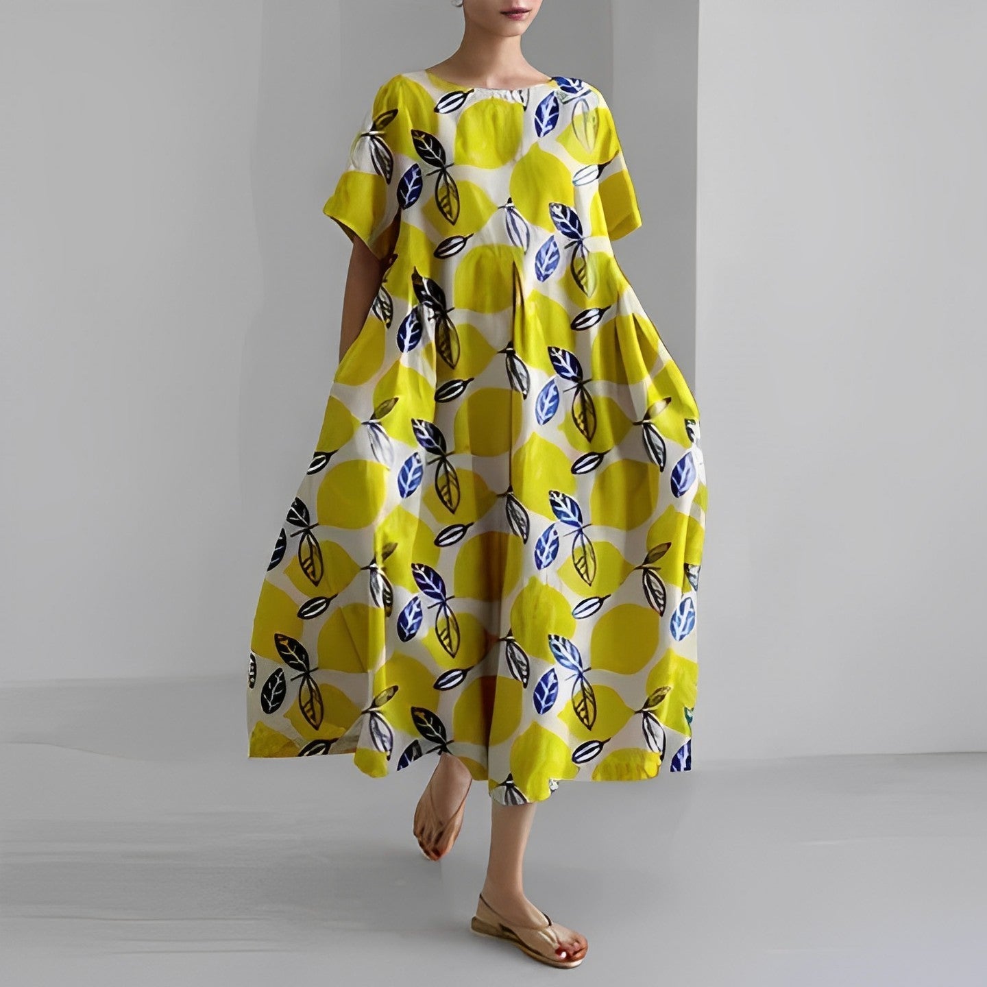 Women's Artistic Print Relaxed Midi Dress
