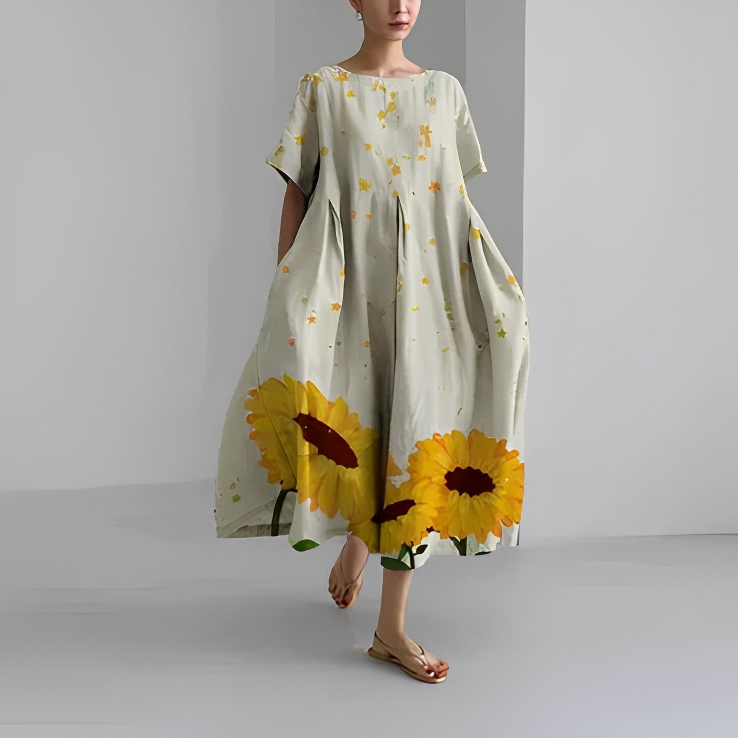 Women's Artistic Print Relaxed Midi Dress