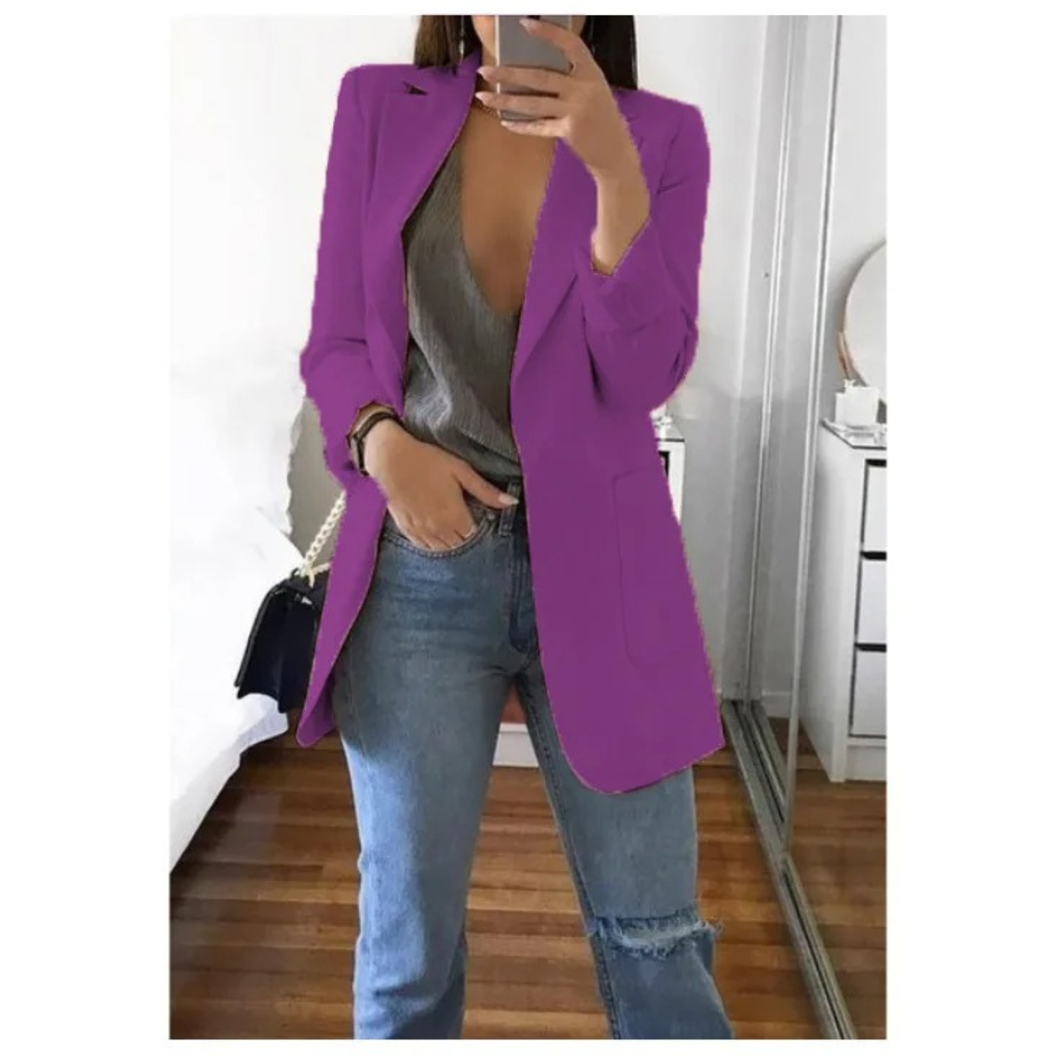 Women's Longline Tailored Blazer with Open Front