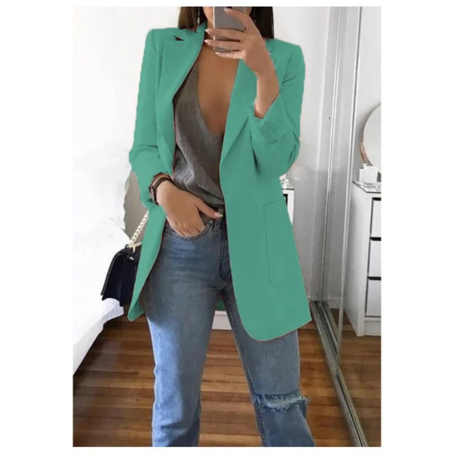 Women's Longline Tailored Blazer with Open Front
