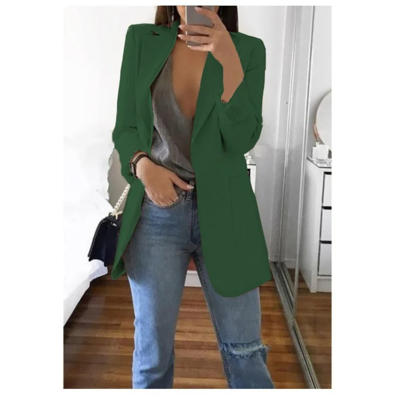 Women's Longline Tailored Blazer with Open Front