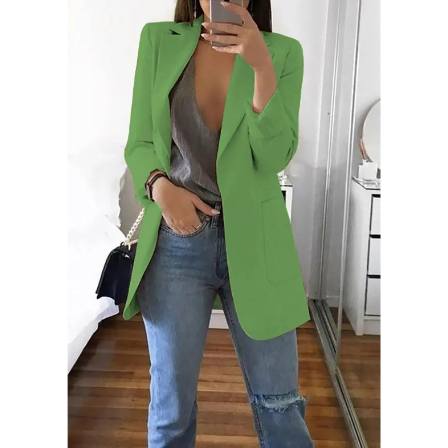 Women's Longline Tailored Blazer with Open Front