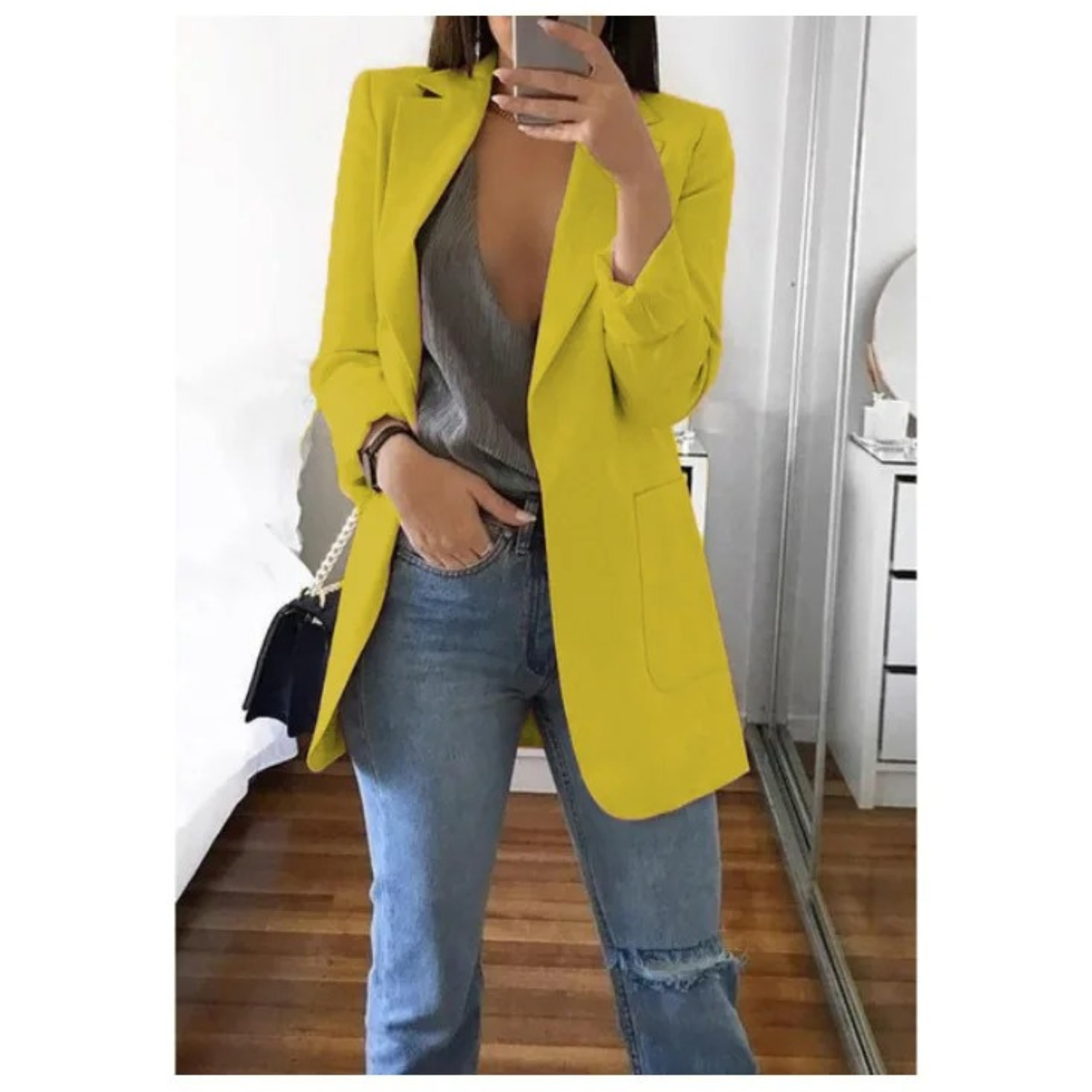 Women's Longline Tailored Blazer with Open Front
