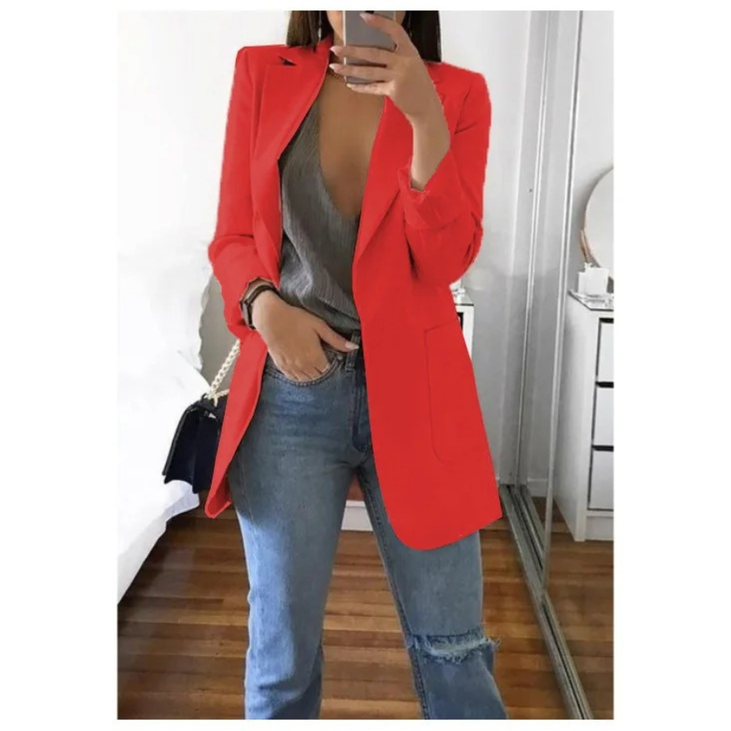 Women's Longline Tailored Blazer with Open Front