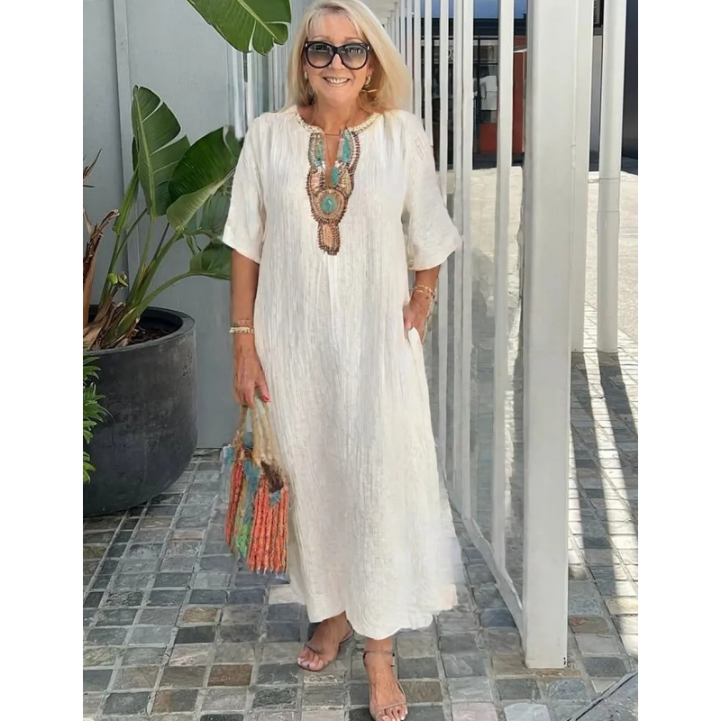 Robe maxi bohème ornée pour femme