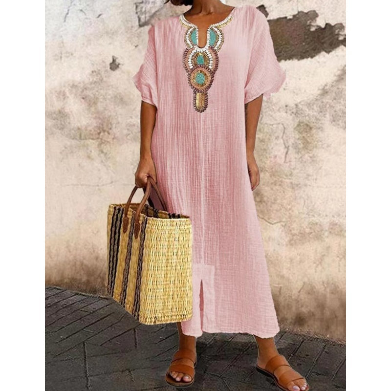 Robe maxi bohème ornée pour femme