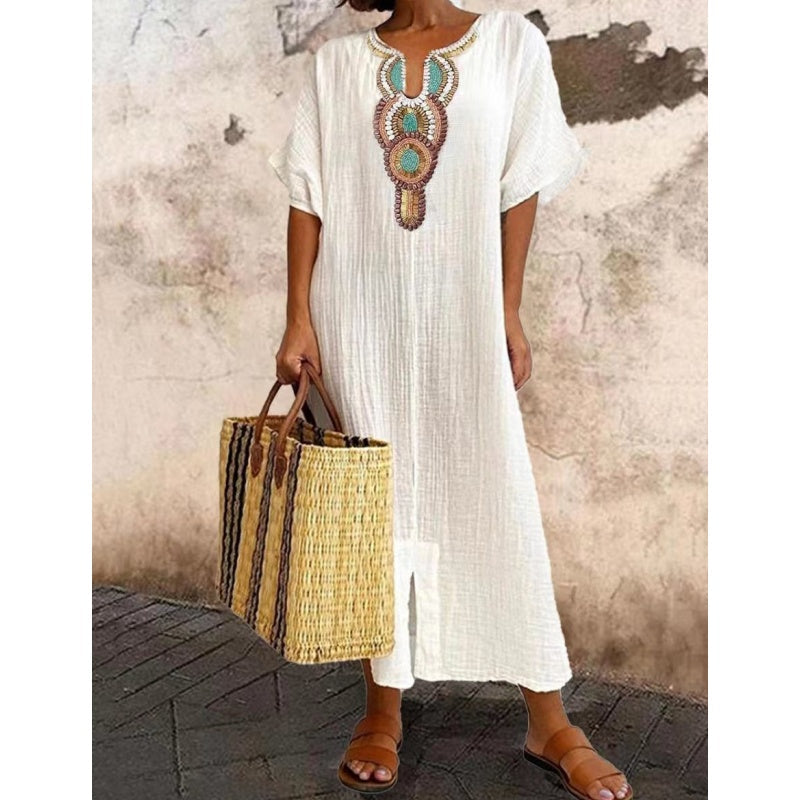 Robe maxi bohème ornée pour femme