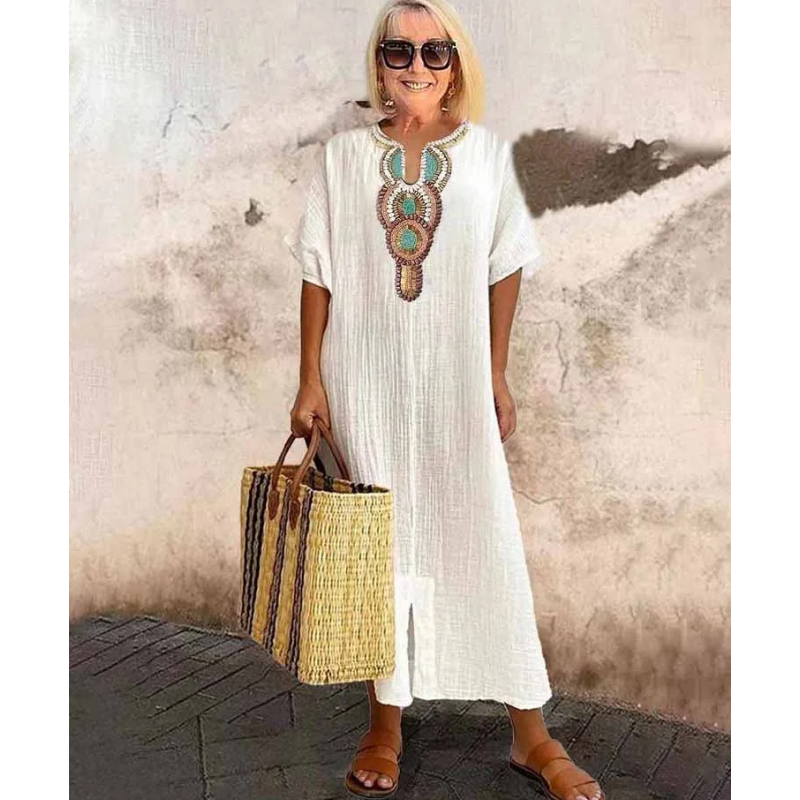 Robe maxi bohème ornée pour femme