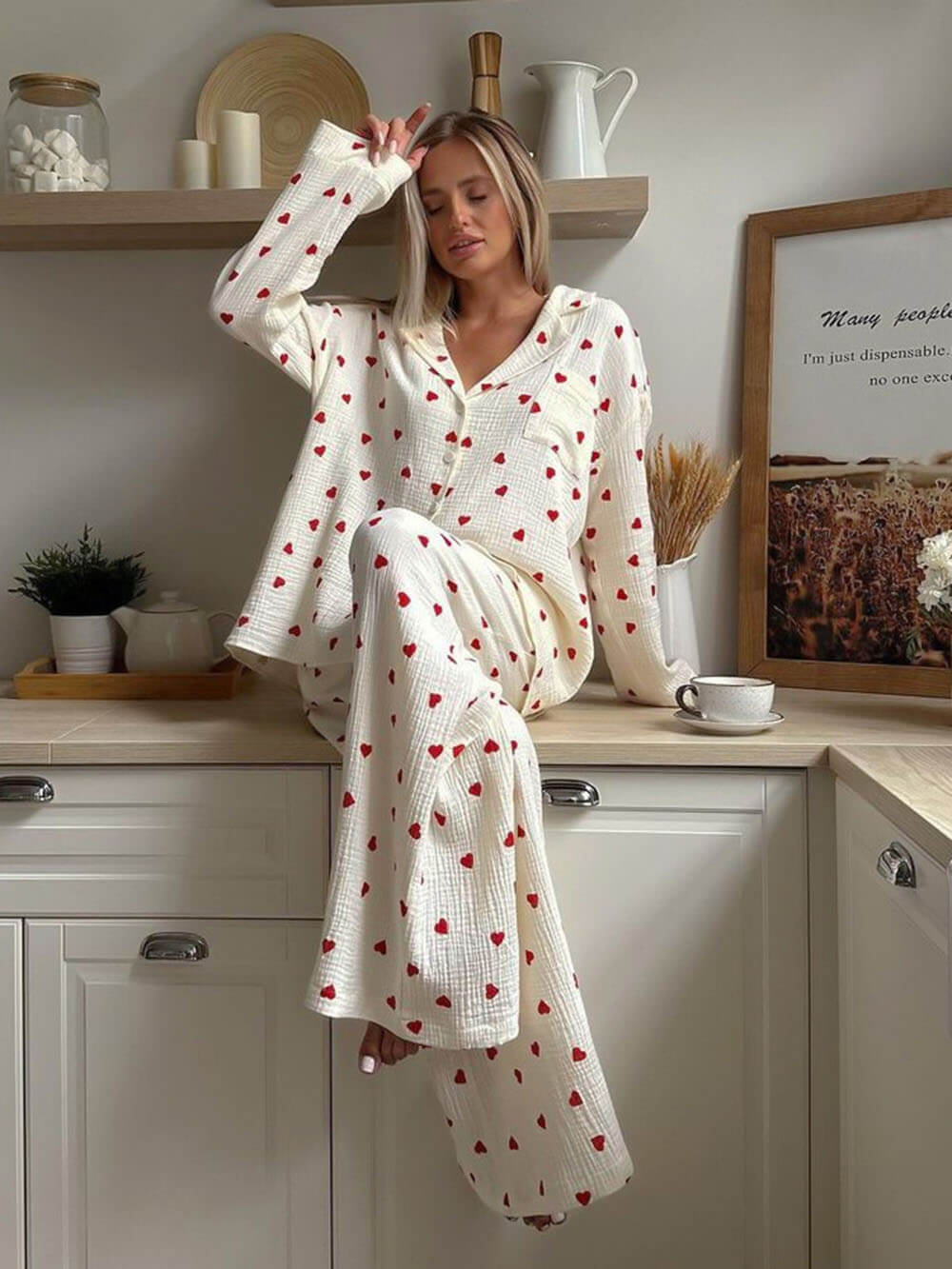 Ensemble de pyjama imprimé cœur Sweet Whispers