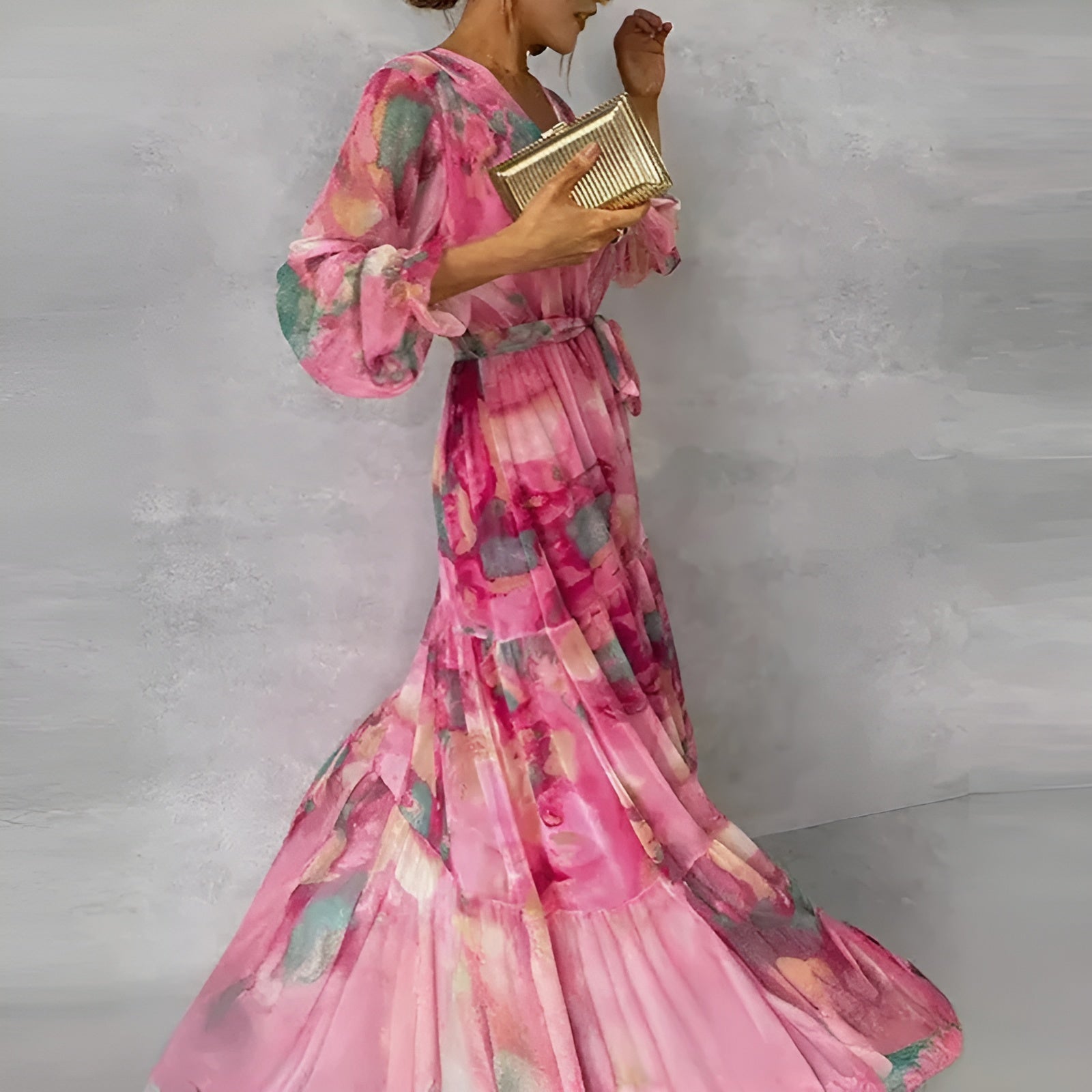 Floral Pleated Summer Midi Dress for Women