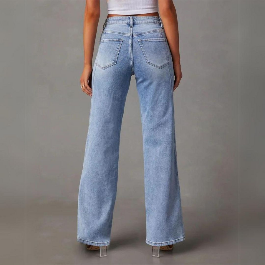 Stylish Wide-Leg High-Waisted Denim Jeans