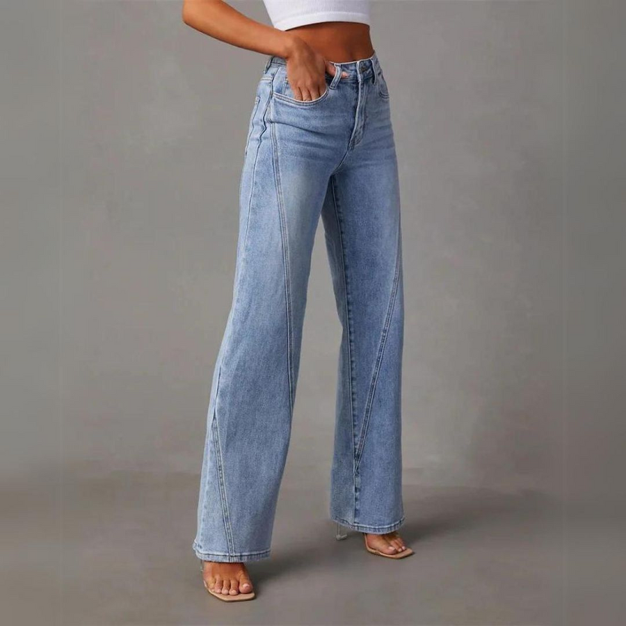 Stylish Wide-Leg High-Waisted Denim Jeans