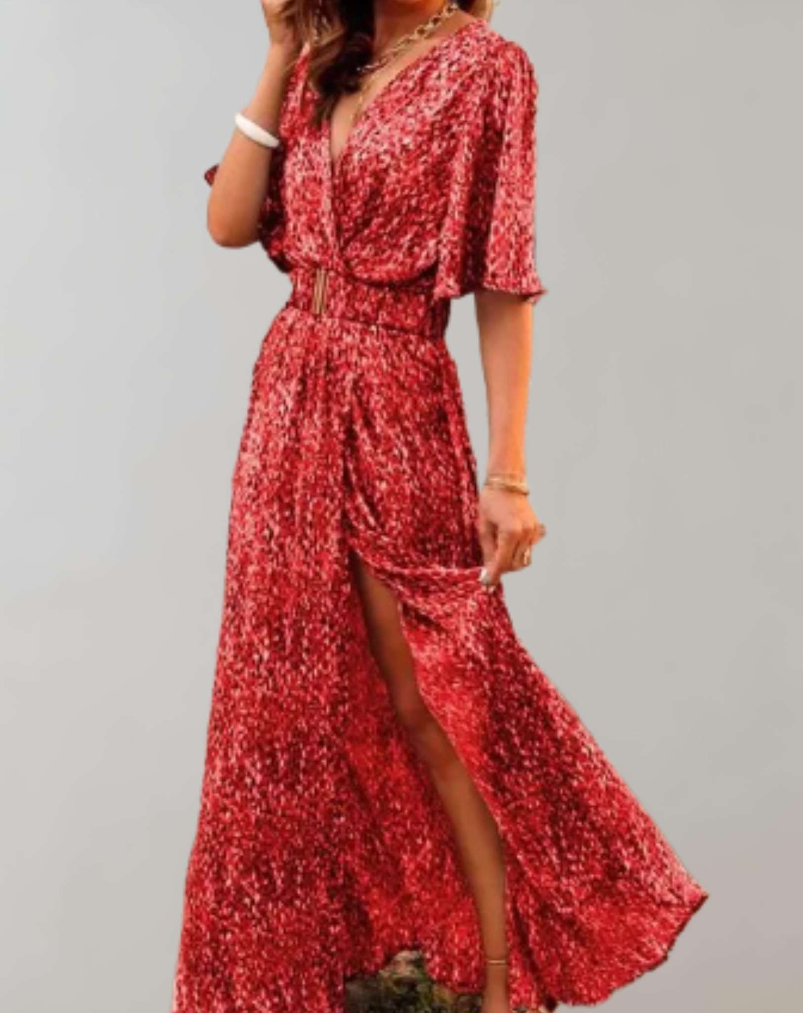 Floral Wrap Maxi Dress with Side Slit