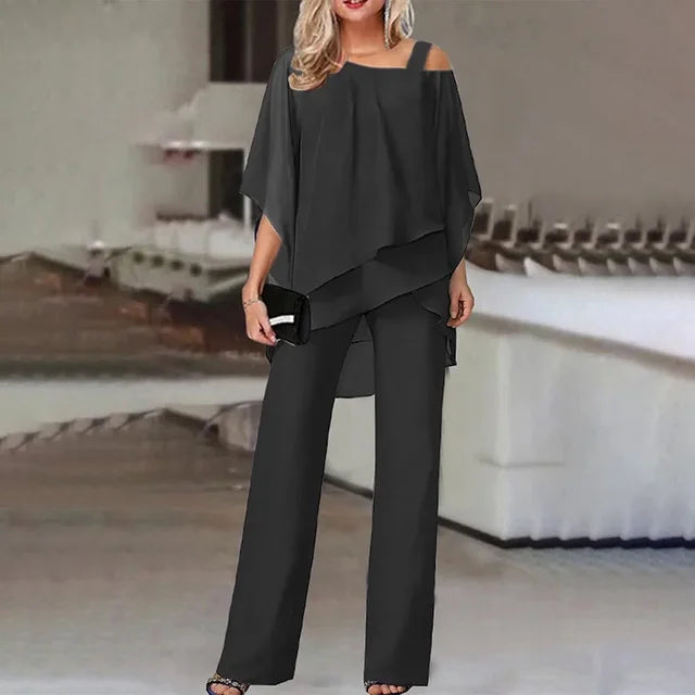 Women’s Off-Shoulder Flowy Top & Wide-Leg Pants