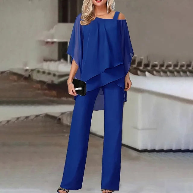 Women’s Off-Shoulder Flowy Top & Wide-Leg Pants